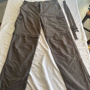 Cabela’s Men’s Convertible Hiking Zip Off Cargo Outdoor Pants & Belt Gray 34x32